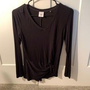 Cabi Long Sleeve Knotted T XS Black Reveal tee
